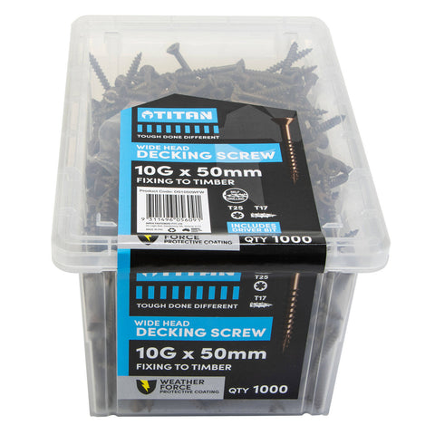 Titan Weather Force Wide Head Decking Screws 10G x 50mm - Pack of 1000