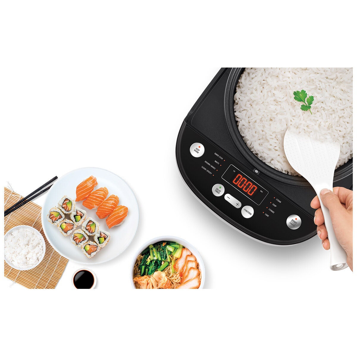 Breville the Rice Box Pro rice cooker - 10 cup capacity, Fuzzy Logic, eight presets, silver - LRC470BSS