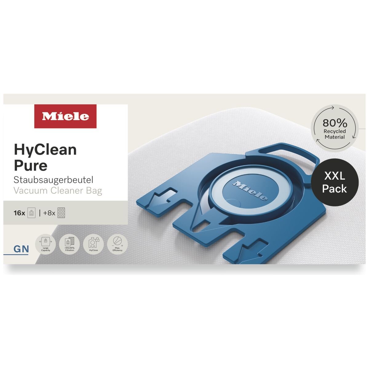 Miele GN HyClean Pure dustbags XXL 16 pack for Guard S1 and L1 vacuum cleaners - 12498250