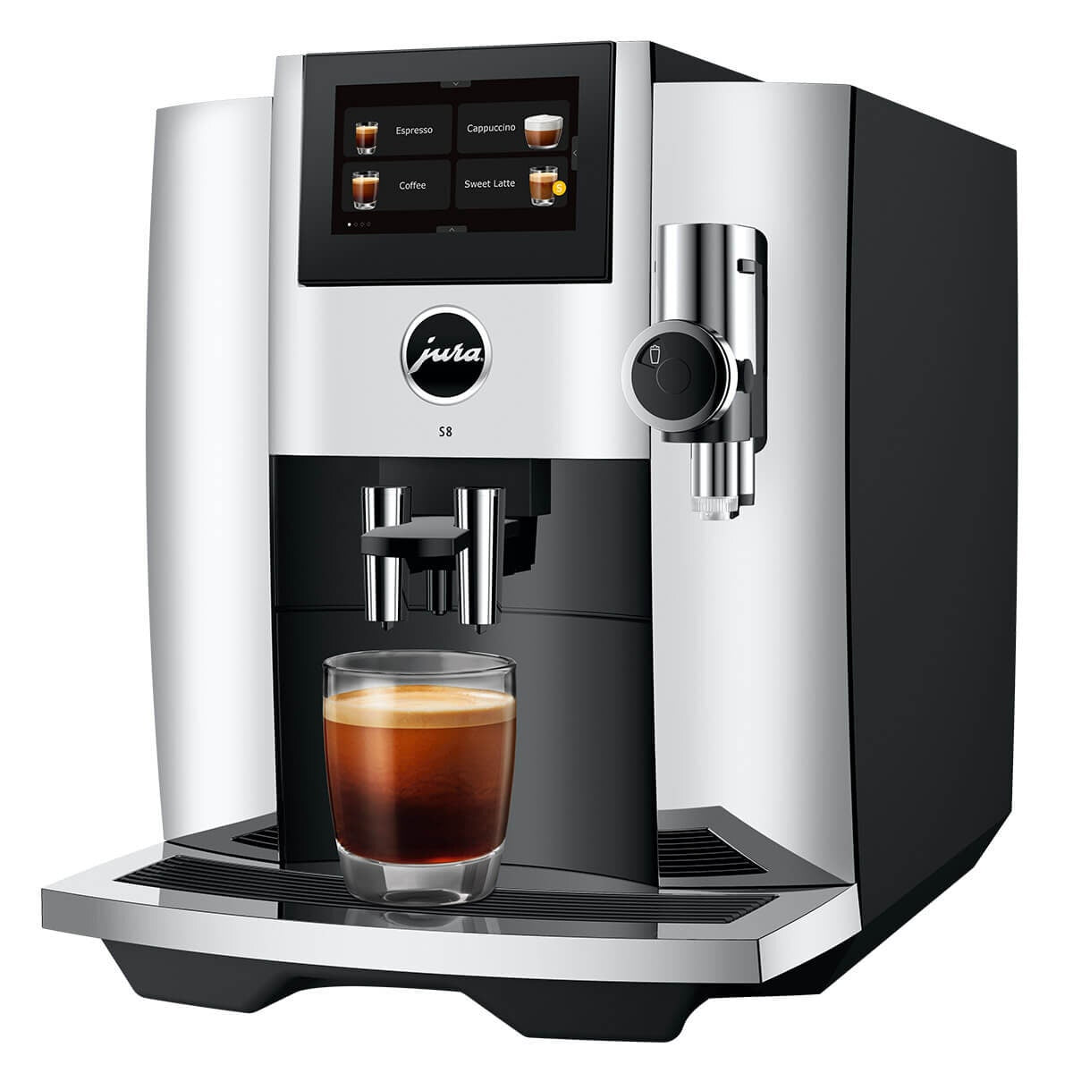Jura S8 Automatic Coffee Machine - 27 Coffee Specialities, Sweet Foam, Chrome - 15651