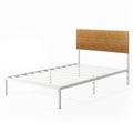 Zinus Figari Single Metal and Bamboo Bed Frame in White - Adjustable Headboard, 150kg Capacity - AU-FBOBH2-39S