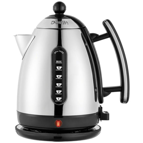 Dualit Jug Kettle 1.5L - Gloss Black Polished Finish, 2400W Rapid Boil, 360 Degree Base - DU72040