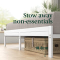 Zinus Kai King Single Bed Frame - White Metal Frame With Natural Bamboo Headboard - AU-FBOBH3ZC-35B