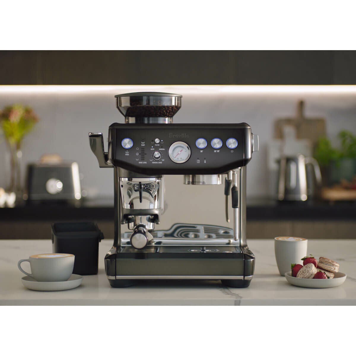 Breville Barista Express Impress Coffee Machine - Assisted Tamping, Black Truffle - BES876BTR4IAN1