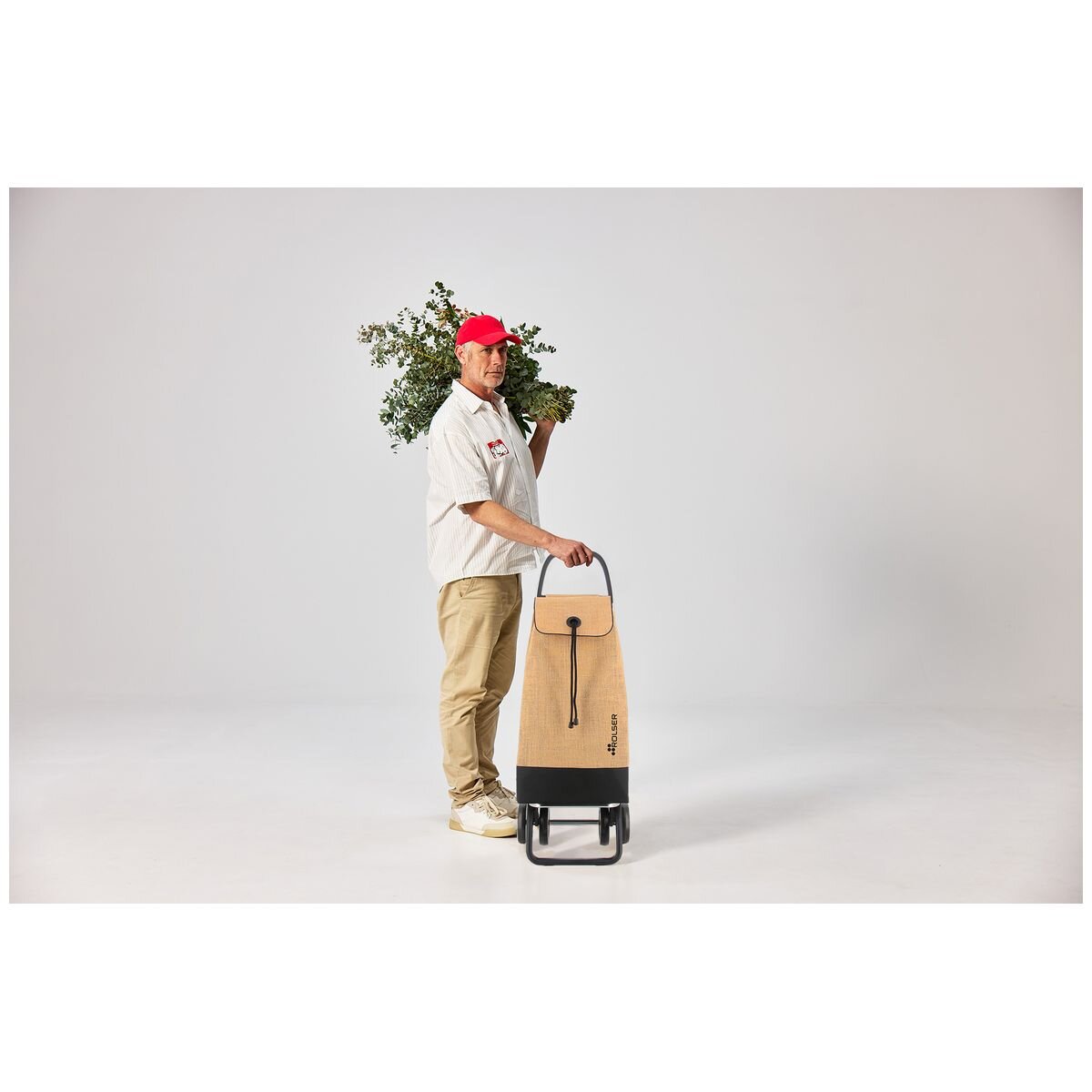 Rolser IMax Yute Bi 2 wheel foldable trolley - Natural/Black bi-colour styling - R-IMX545-2143