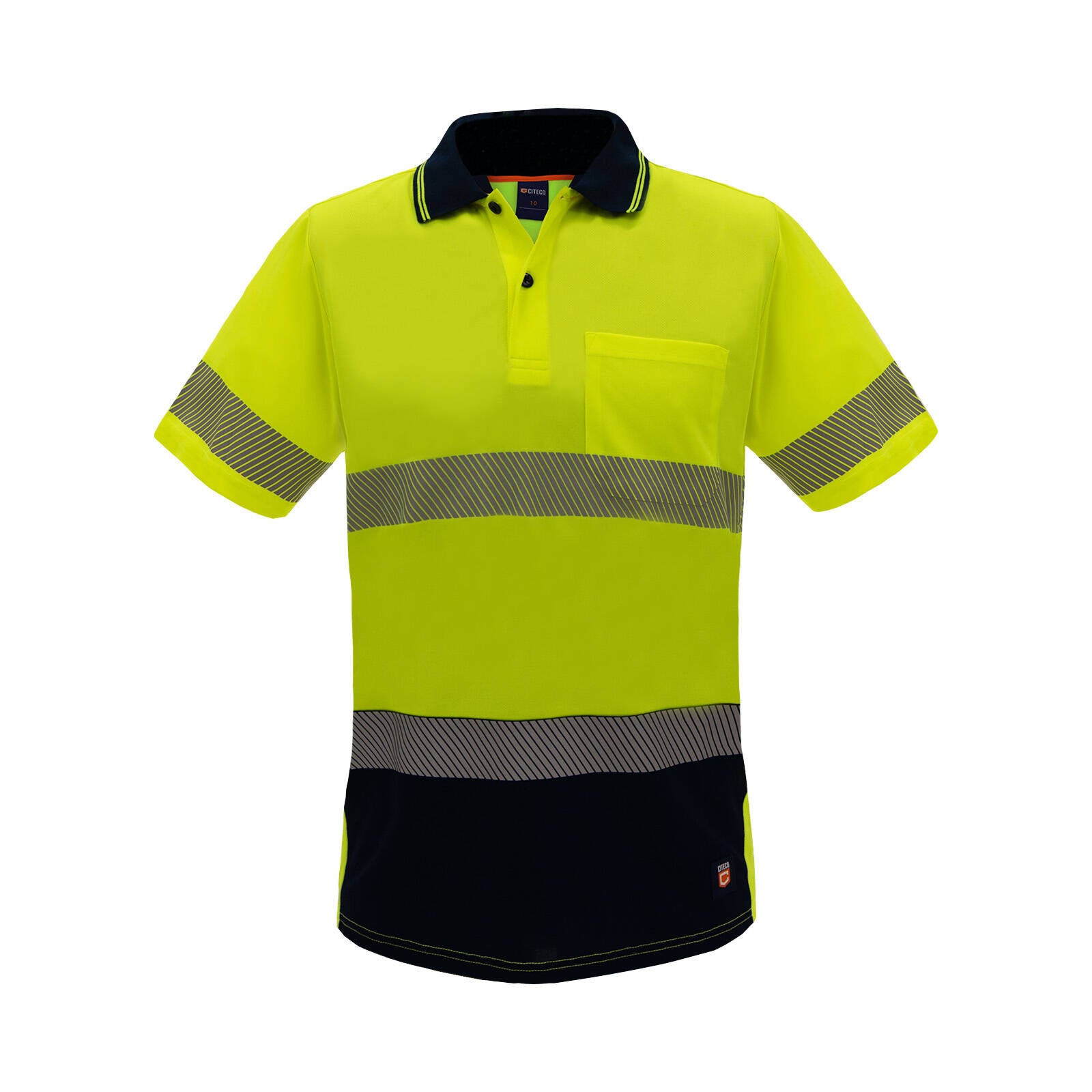 Citeco Womens Hi Vis Short Sleeve Polo, Reflective Polyester, Yellow - Size 14
