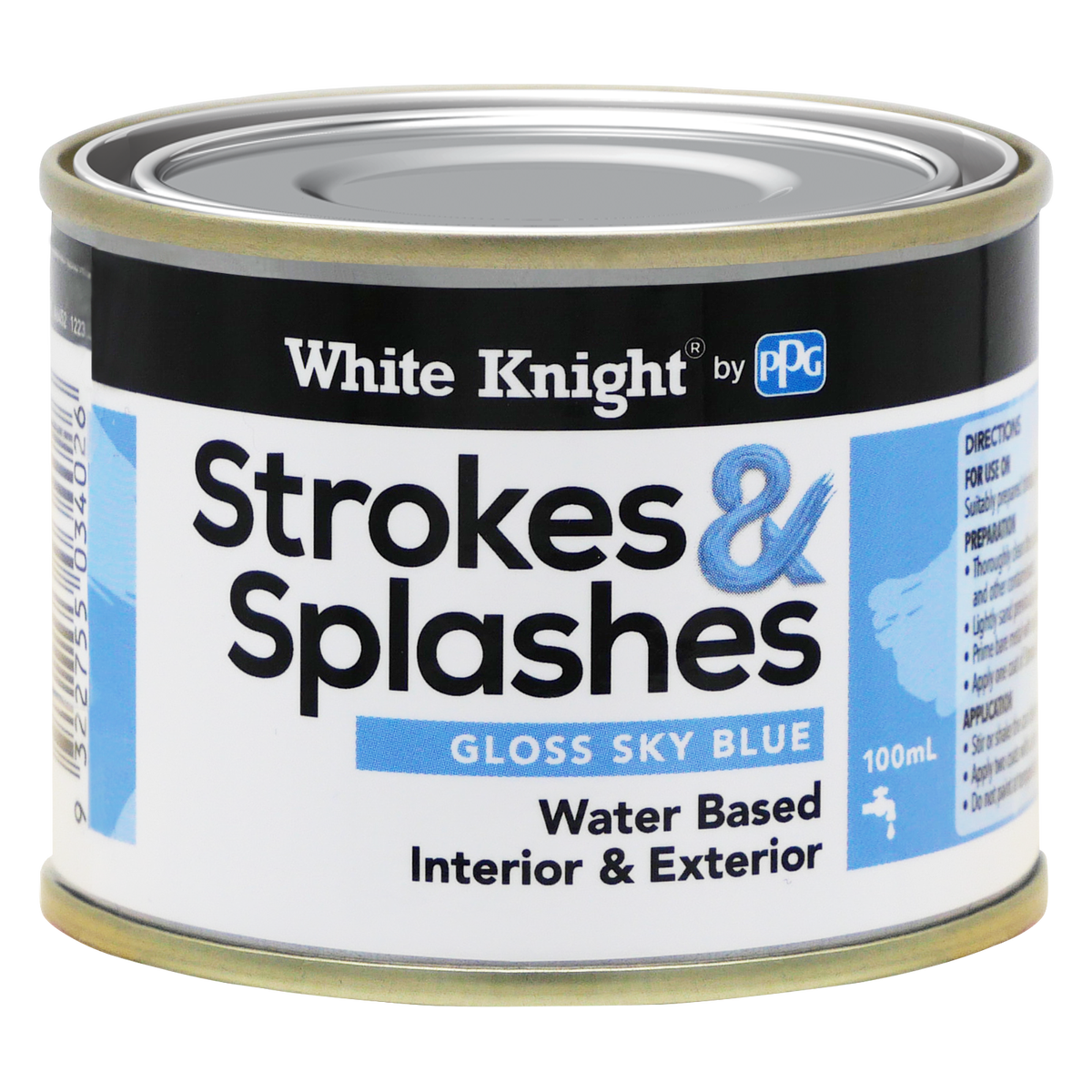 White Knight Sky Blue Strokes and Splashes Paint 100ml Water Based - SuperSaverAU - view 1
