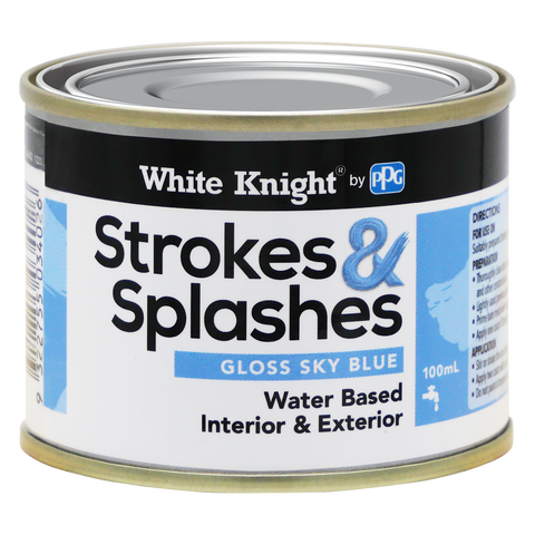 White Knight Sky Blue Strokes and Splashes Paint 100ml Water Based - SuperSaverAU - view 1