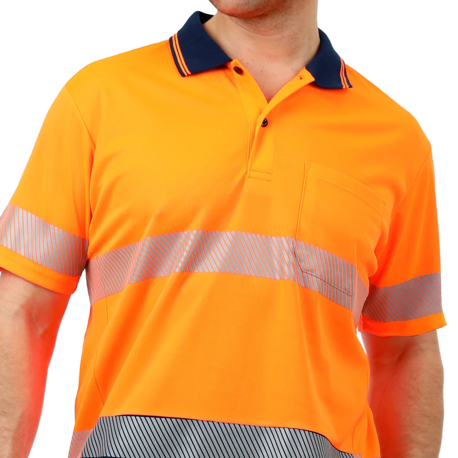 Citeco Orange Hi Vis Short Sleeve Polo - Reflective Polyester, Men's Medium