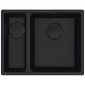 Franke 553mm Wide 1 and 1/2 Bowl Undermount Sink - Matte Black Granite - With Overflow - MRG160SBLMB-B