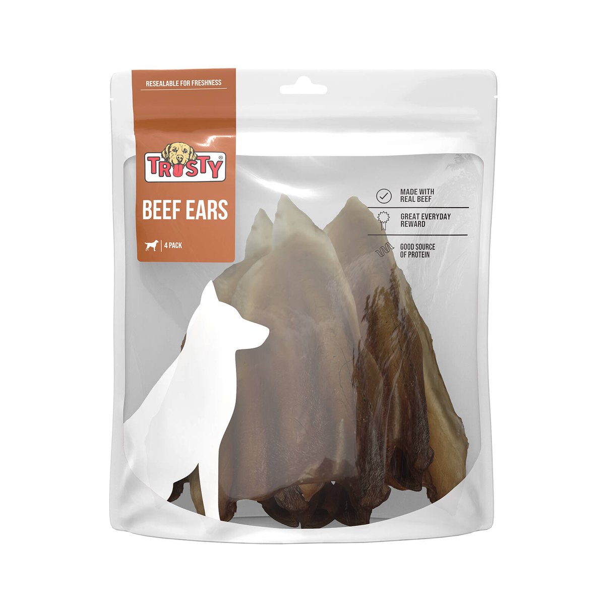 Trusty Beef Ears Adult Dog Treats 4 Pack - 100% Real Beef - 0.32kg - SuperSaverAU - view 1