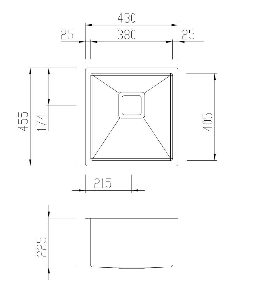 Oliveri Professional Series single bowl undermount sink - brushed 304 grade steel, Softtone - PR1130U