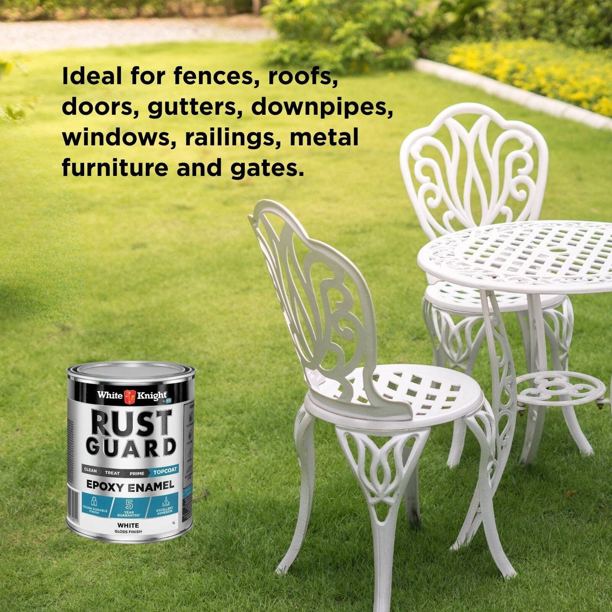 White Knight Rust Guard 1L Epoxy Enamel Paint - White Gloss - UV-Resistant - SuperSaverAU - view 4