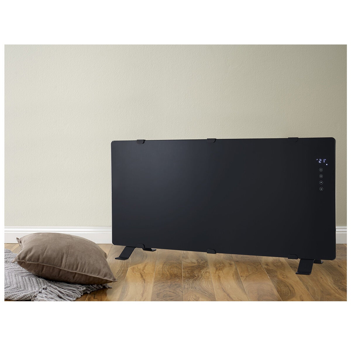 Rinnai 2200W Black Glass Electric Panel Heater - Wi-Fi Control, IP24 Rating, Child Lock - BEPH22DTWF