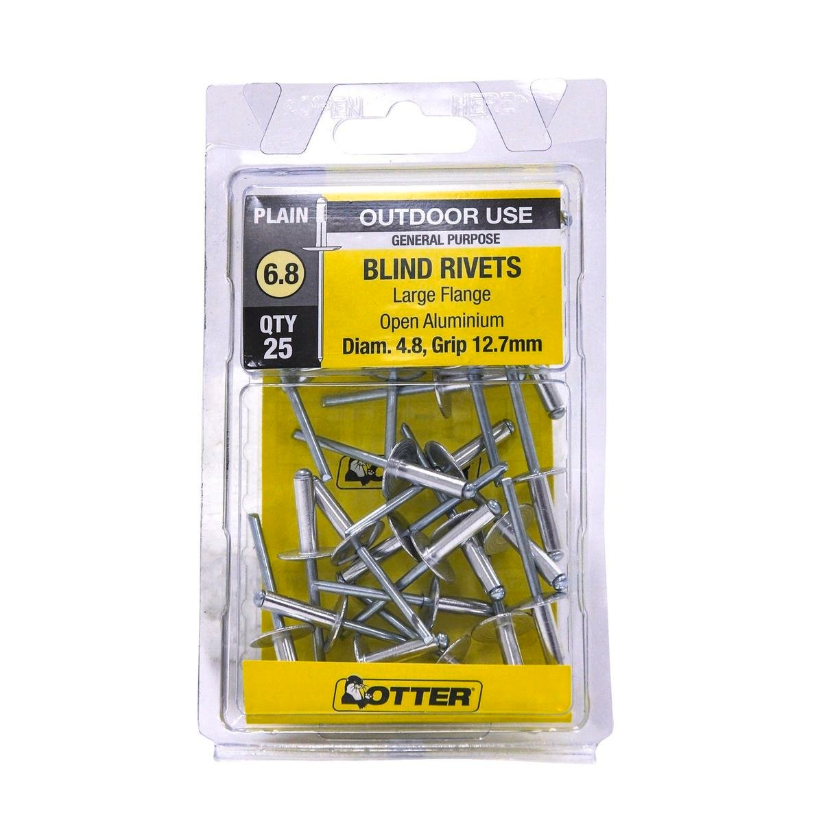 Otter Large Flange Rivets - 4.8 x 12.7mm - Aluminium - Increased Holding Power - 25 Pack - SuperSaverAU - view 1
