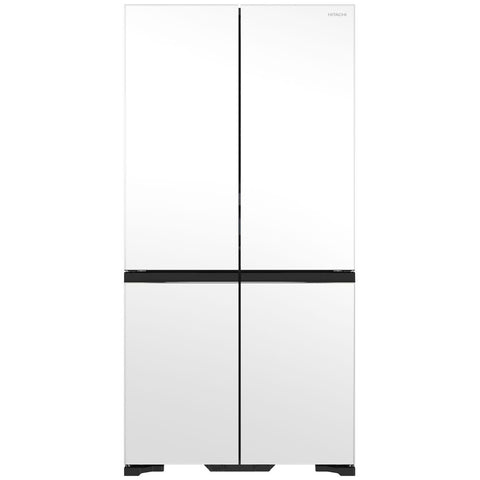 Hitachi 569L French Door Fridge - Matte White Glass, Human Sensor Auto Door, Ice Maker - RWB640VT0X-1MGW