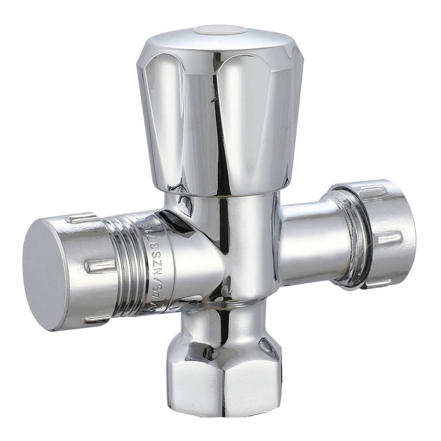 Evekare Chrome Double Mini Cistern Stop Tap 15 x 15mm - Compact Design - Dual Outlet - SuperSaverAU - view 1