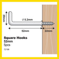 Everhang Square Hook - 50mm - PVC - Light Duty - 5 Pack - SuperSaverAU - view 4