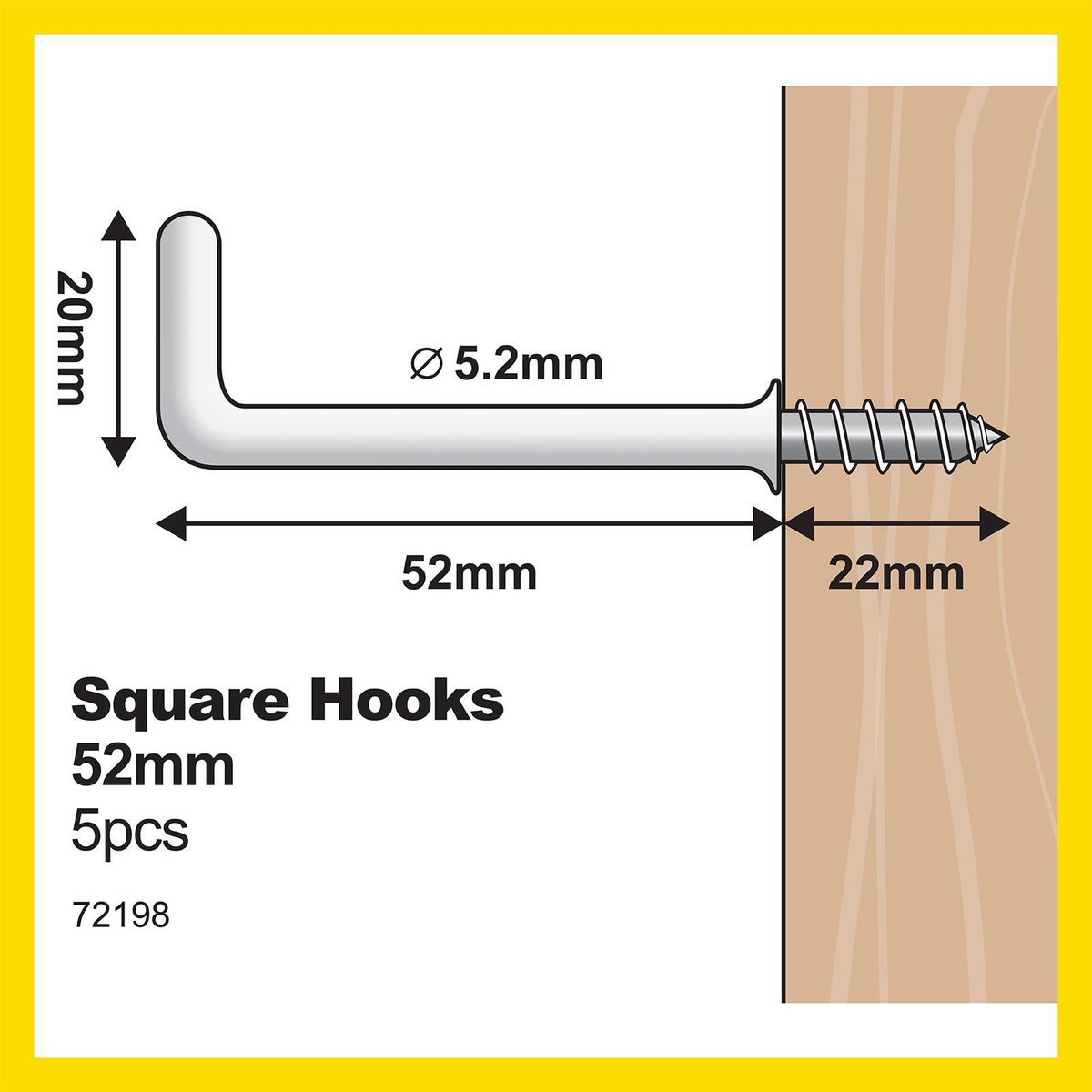 Everhang Square Hook - 50mm - PVC - Light Duty - 5 Pack - SuperSaverAU - view 4