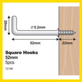 Everhang 50mm White PVC Coated Steel Square Hook 5 Pack