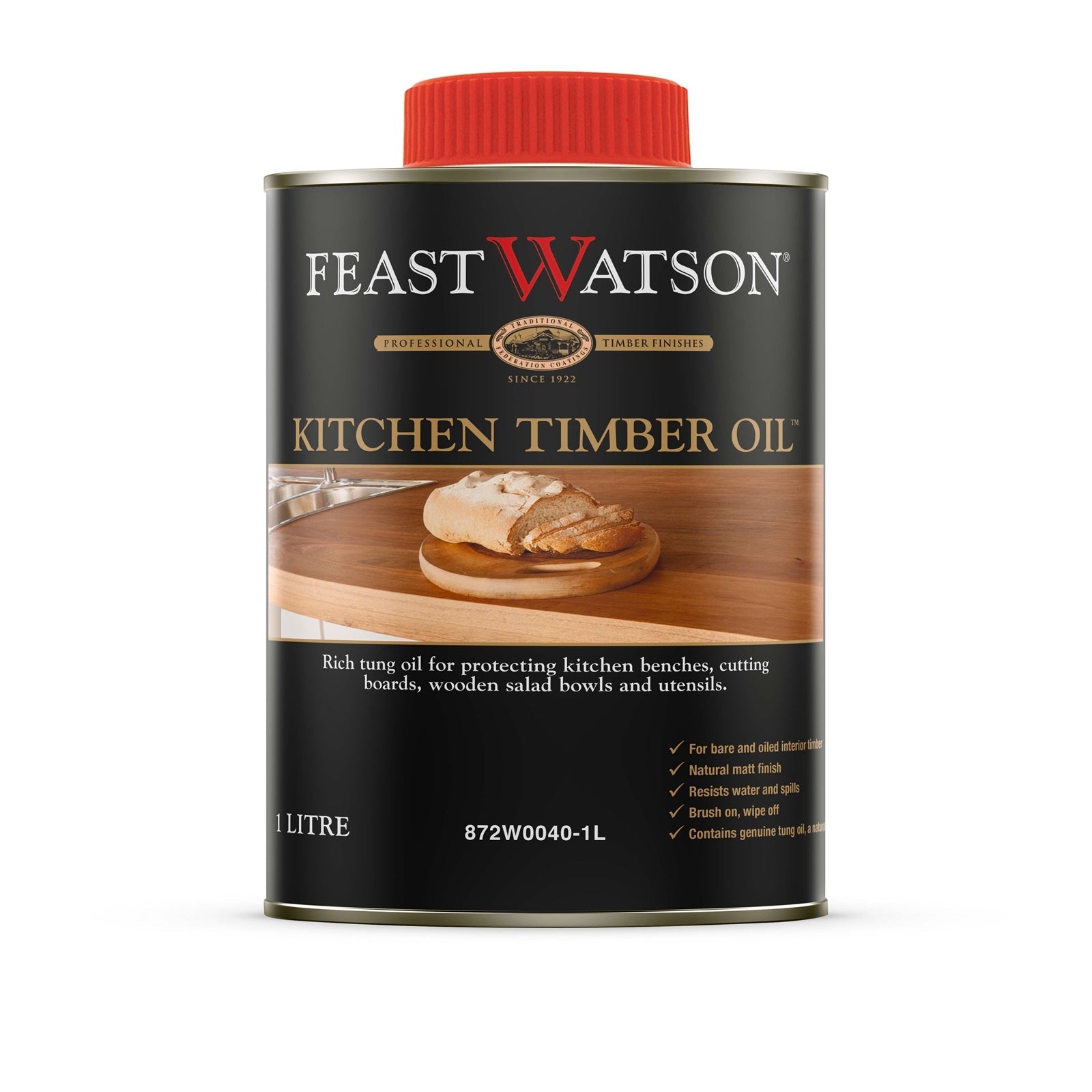 Feast Watson 250ml Kitchen Timber Oil, Clear Oil Based Splatter Resistant Interior Finish