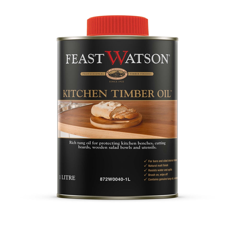 Feast Watson 250ml Kitchen Timber Oil, Clear Oil Based Splatter Resistant Interior Finish