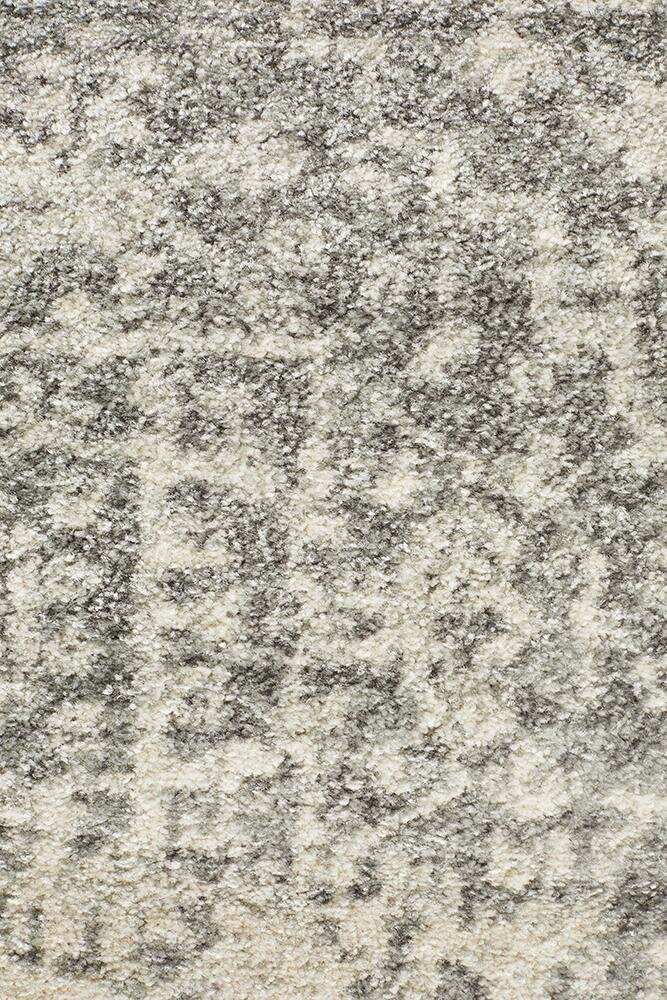 Rug Culture Evoke Large White Silver Runner Rug 400X80CM - Power Loomed Polypropylene - EVO-253-WSIL-400X80