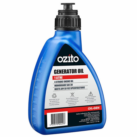 Ozito Generator Oil - 1L - Plastic - 4 Stroke Engine - SuperSaverAU - view 1