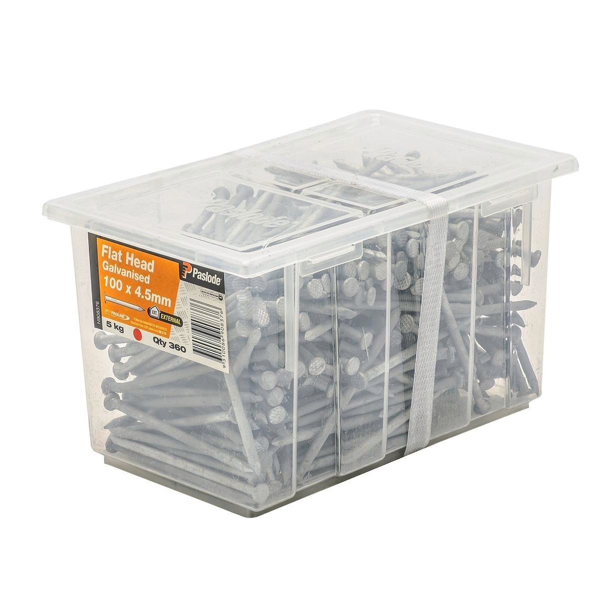 Paslode Flat Head Galvanised Nails 100 x 4.5mm 5kg 360 Pack - SuperSaverAU - view 1