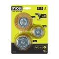 Ryobi 3 Piece Wire Brush Set - 76mm & 50mm - Rust & Paint Removal - SuperSaverAU - view 1