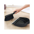All Set Dustpan and Brush Set, Compact with Soft Rubber Lip & Hanging Hook, Black