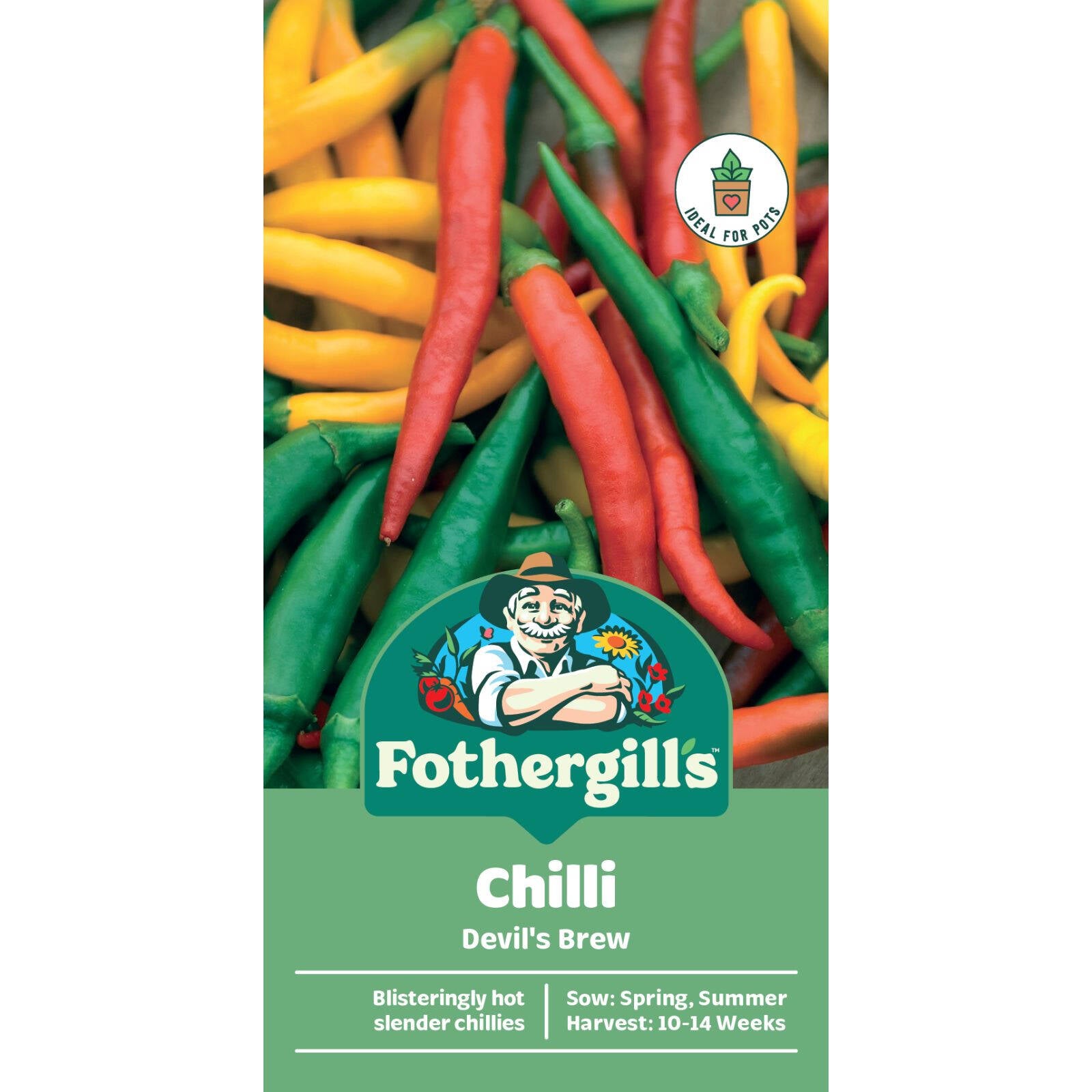 Mr Fothergill's Chilli Devils Brew Seeds, Super Hot Multi-Colour Chillies for Pots & Gardens