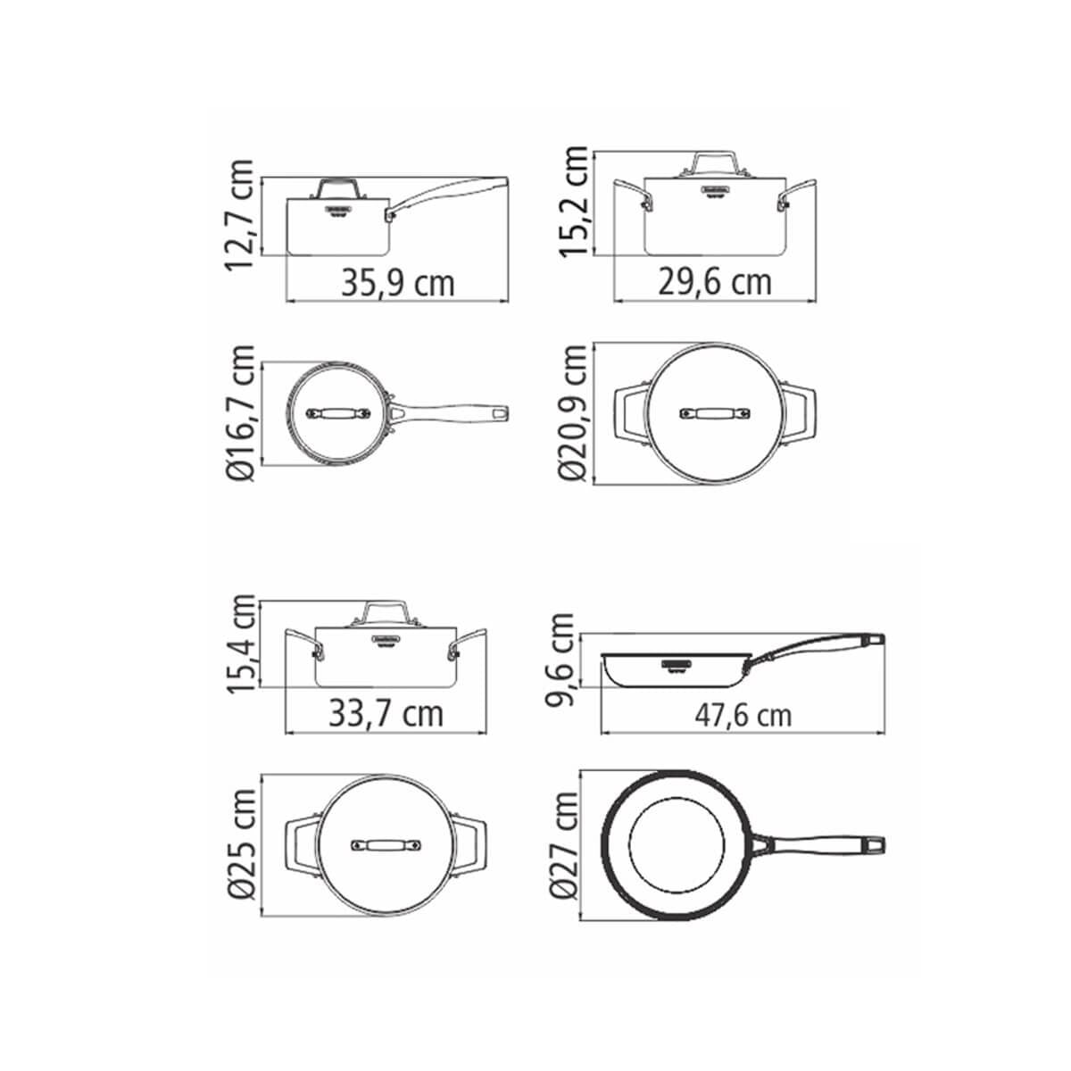 Tramontina Grano 4 Piece Tri-Ply Stainless Steel Cookware Set - TechnoHeat, Induction Compatible - 65140000