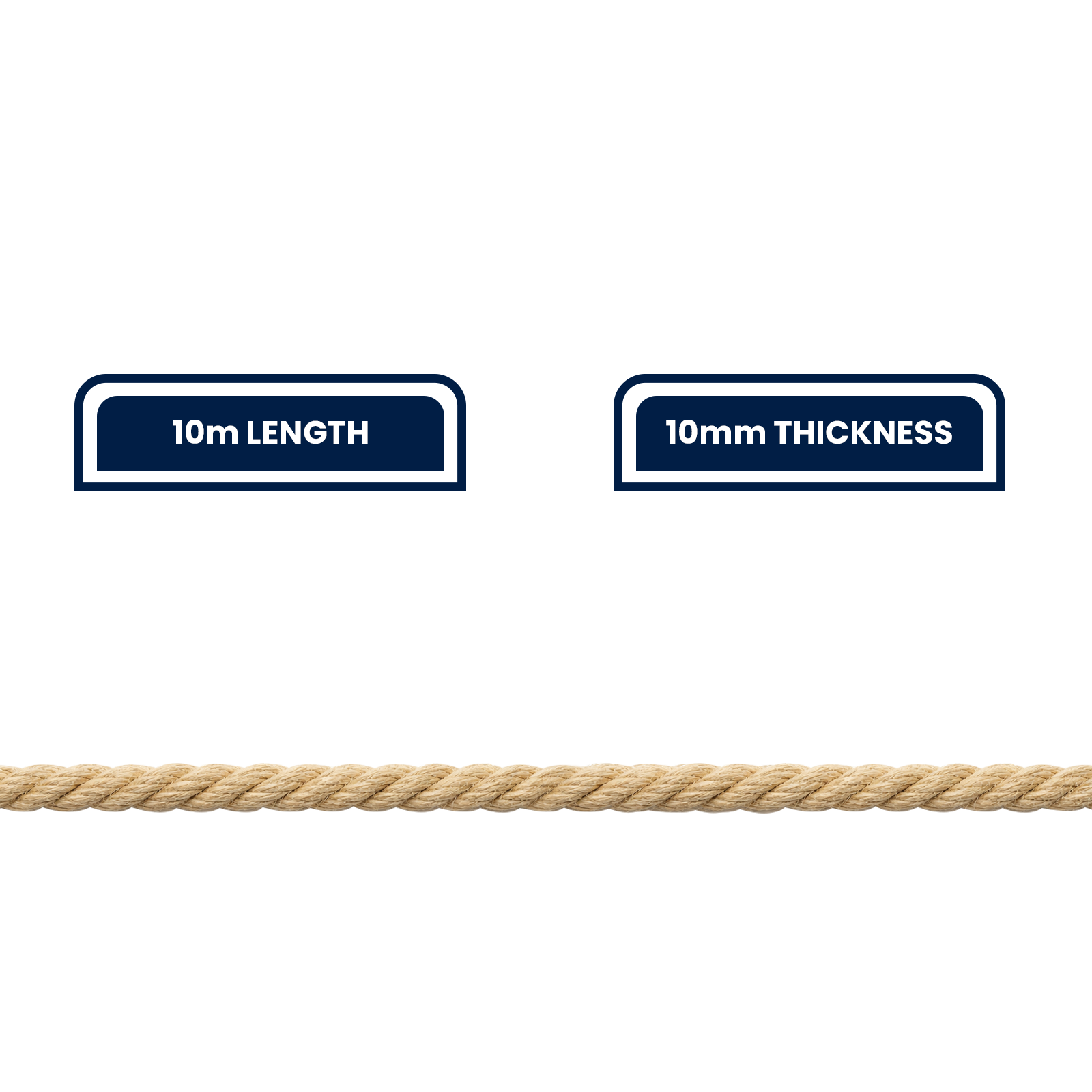 Grunt 10mm x 10m Sisal Twisted Rope, Natural Fibre, 400kg Break Strength, Weather Resistant
