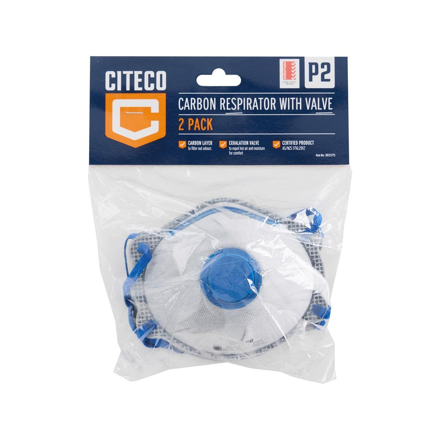 Citeco P2 Carbon Valved Respirator 2 Pack - 200mm x 100mm x 350mm - Odour Protection - SuperSaverAU - view 1