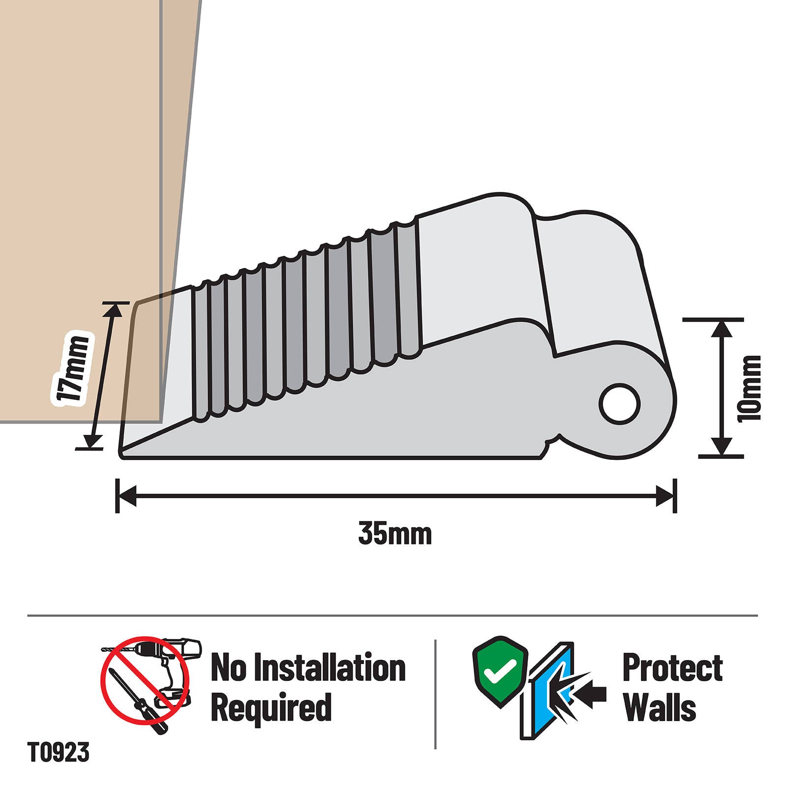 Adoored Small White Rubber Door Wedge - 4 Pack