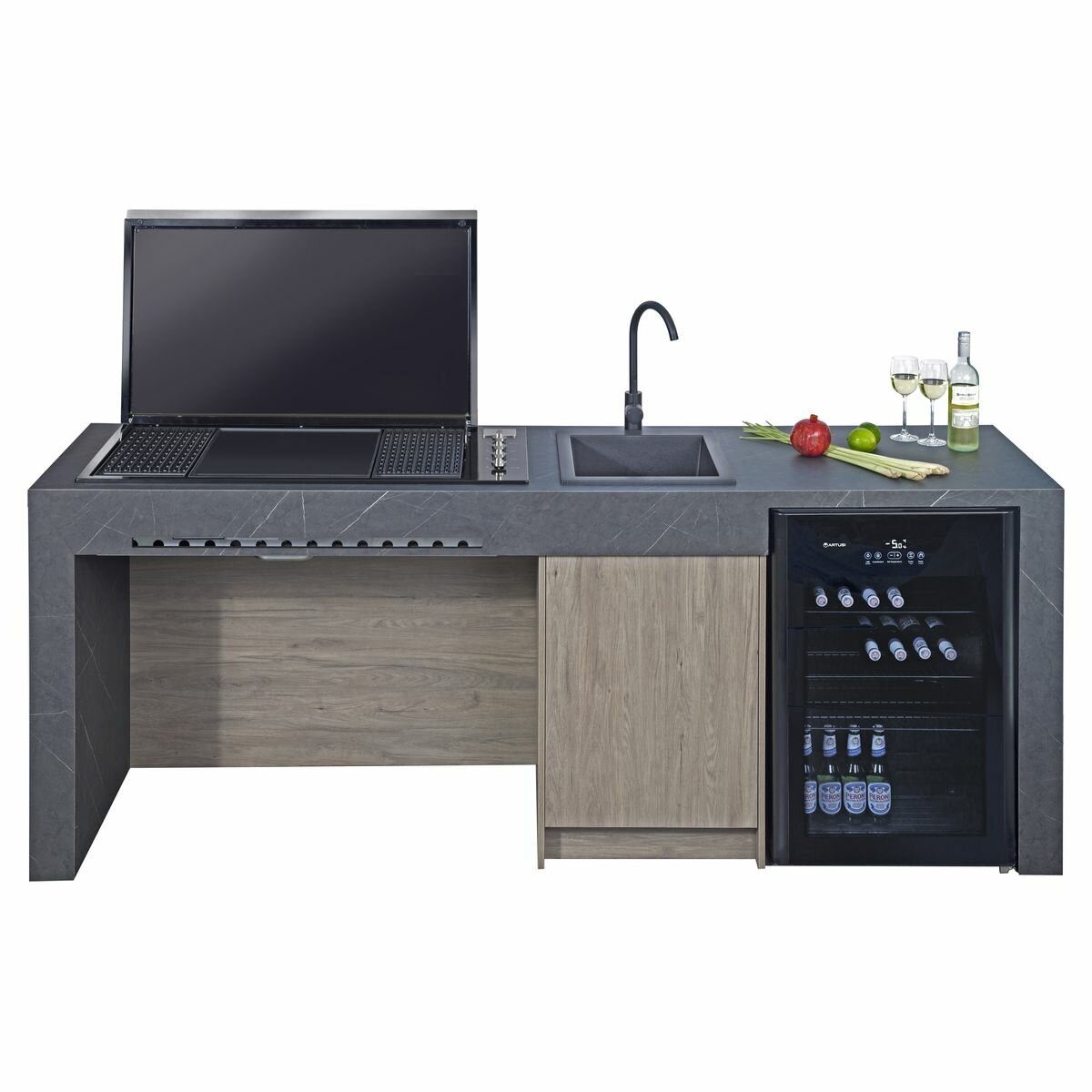 Artusi 100L outdoor beverage centre - black triple glazed door, party and super cool modes - ABC1B