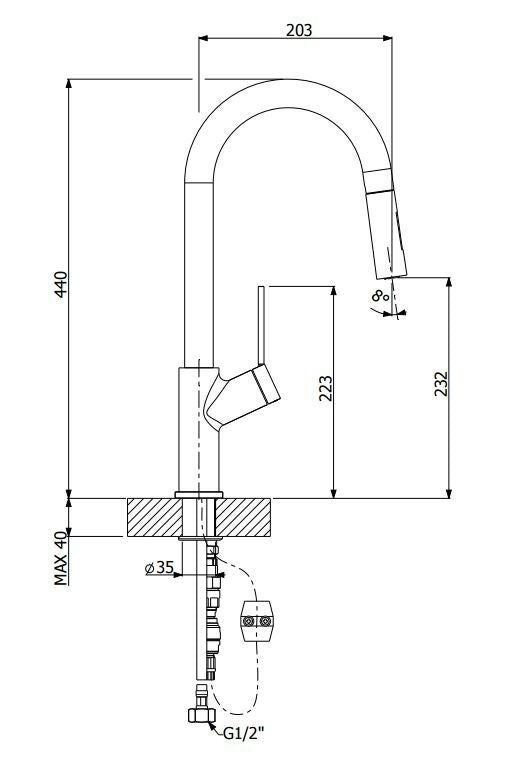 Oliveri Vilo Pull Out Spray Mixer Tap 6.5L/min - Granite Black, 4-Star WELS - VT0426B-ST-BL