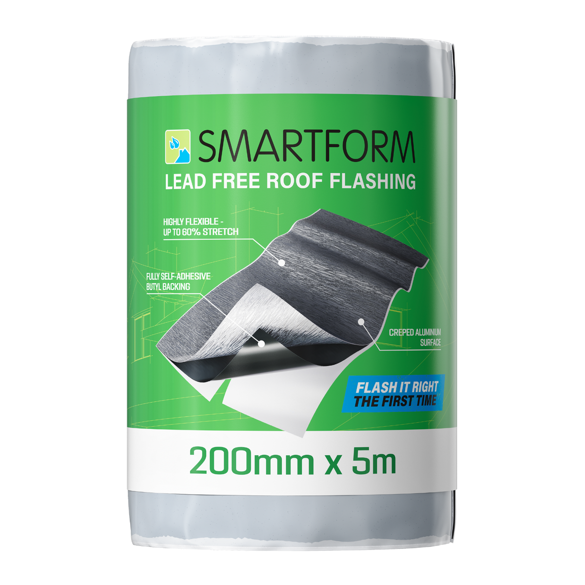 Smartform Lead Grey Flashing - 200mm x 5m - Self-Adhesive, Flexible - SuperSaverAU - view 1
