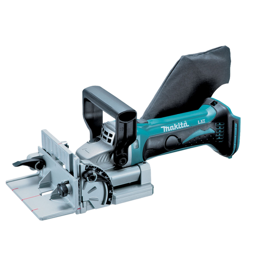 Makita 18V Plate Joiner DPJ180Z - Skin Only - 410mm x 210mm x 175mm - Teal - Adjustable Angle Guide