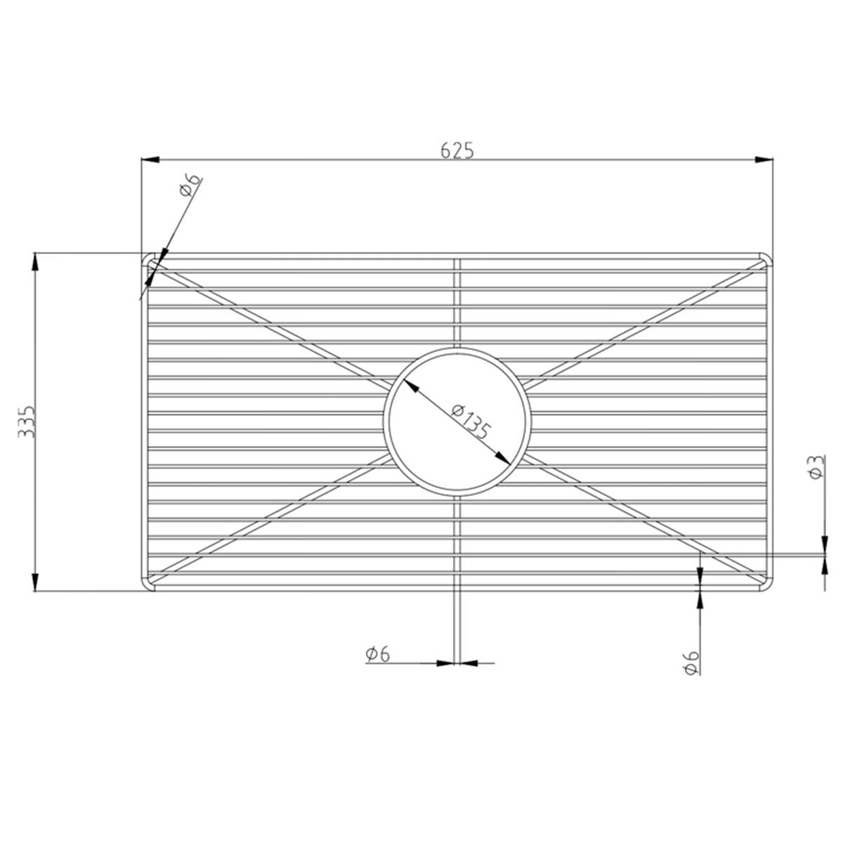 Turner Hastings Patri 75 protective sink grid - stainless steel, dishwasher safe, 1 year warranty - PA75SSG