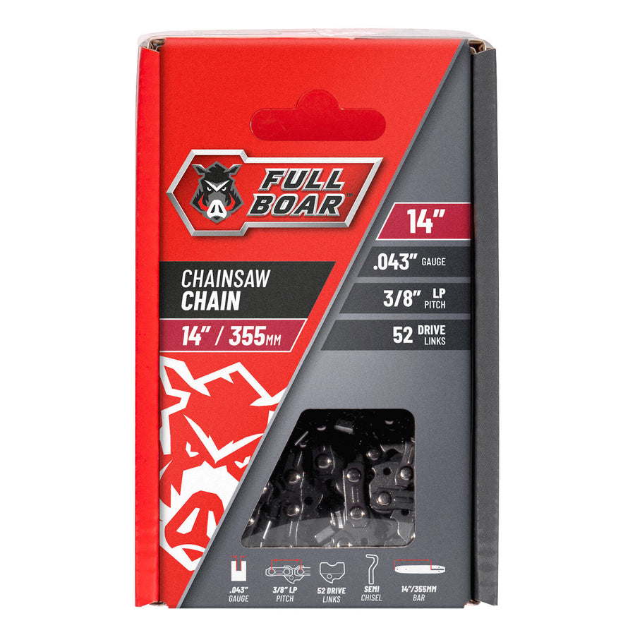Full Boar 14" / 355mm Chainsaw Chain - 52 Drive Links, 9.53mm Pitch, 0.043 Gauge