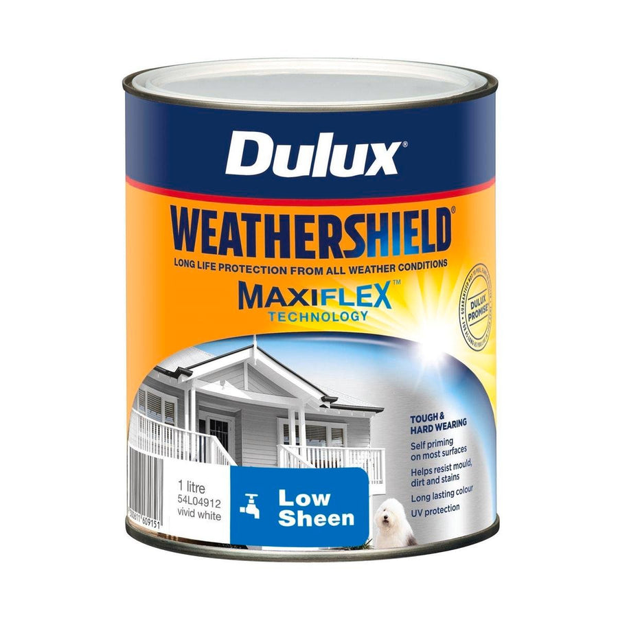 Dulux Weathershield Exterior Paint - 1L - Vivid White - Low Sheen - SuperSaverAU - view 1