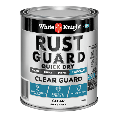 White Knight Rust Guard Clear Paint 500ml Quick Dry Metal Coating - SuperSaverAU - view 1