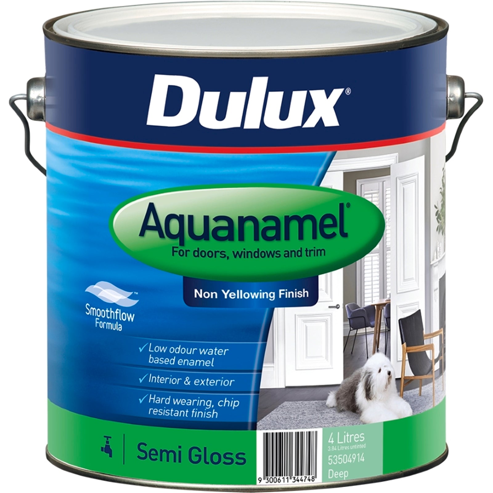Dulux 4L Aquanamel Semi Gloss Enamel Paint Deep