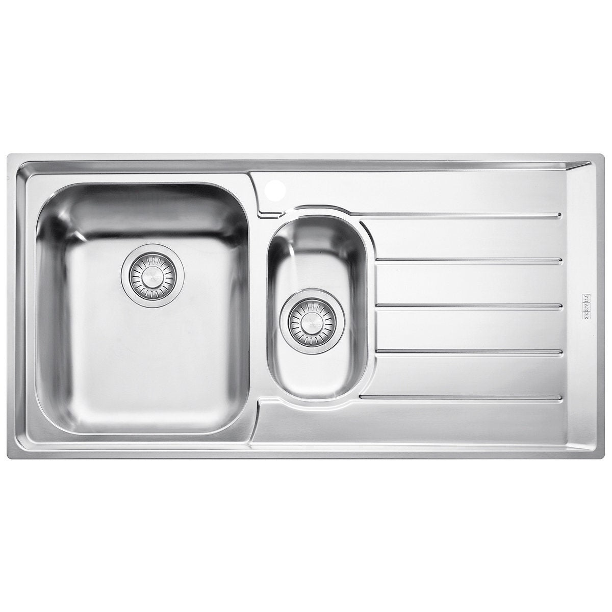 Franke Neptune 1 and 1/4 bowl sink with right hand drainer - 27L and 6L bowls, topmount - NEX651RHD