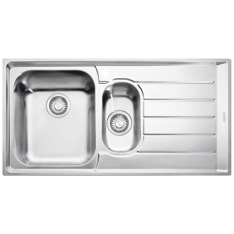 Franke Neptune 1 and 1/4 bowl sink with right hand drainer - 27L and 6L bowls, topmount - NEX651RHD