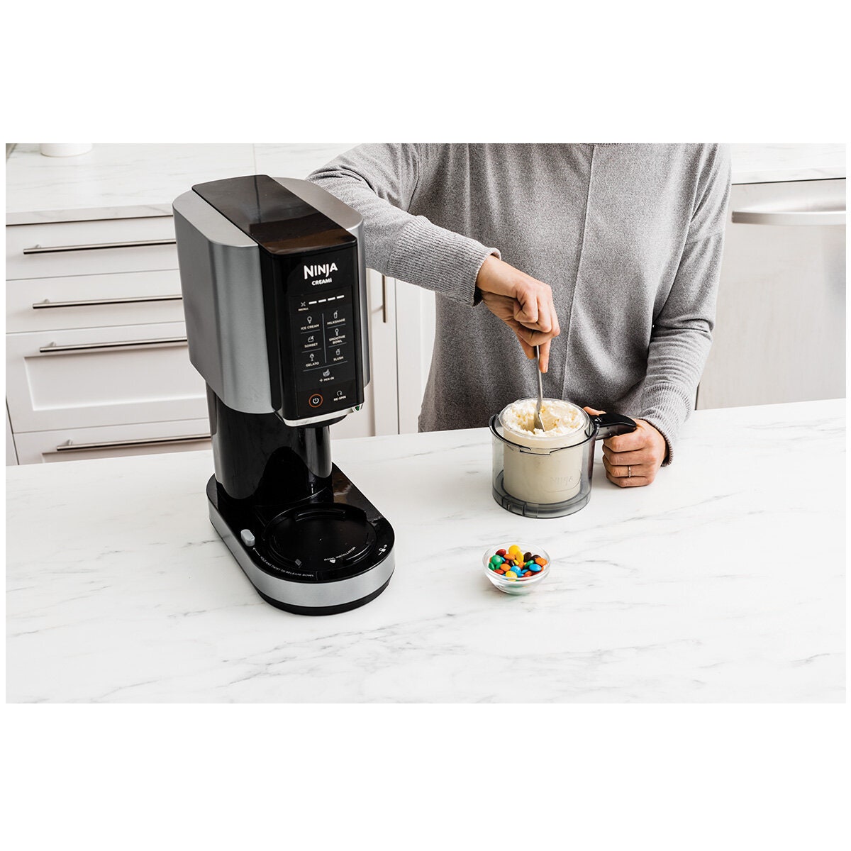 Ninja Creami Ice Cream Maker - Seven One-Touch Programs - Re-Spin Function - Cloud Silver - NC300