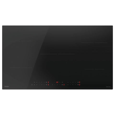 Haier 90cm 300 Series induction cooktop - five cook zones - black glass - touch controls - HCI905TB4