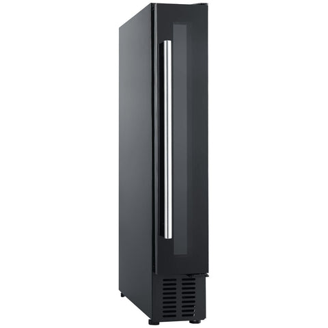 Cantina 7 Bottle Single Zone Wine Cabinet - Black, Slim Double-Glazed Glass Door, 20L - CCWIS7B